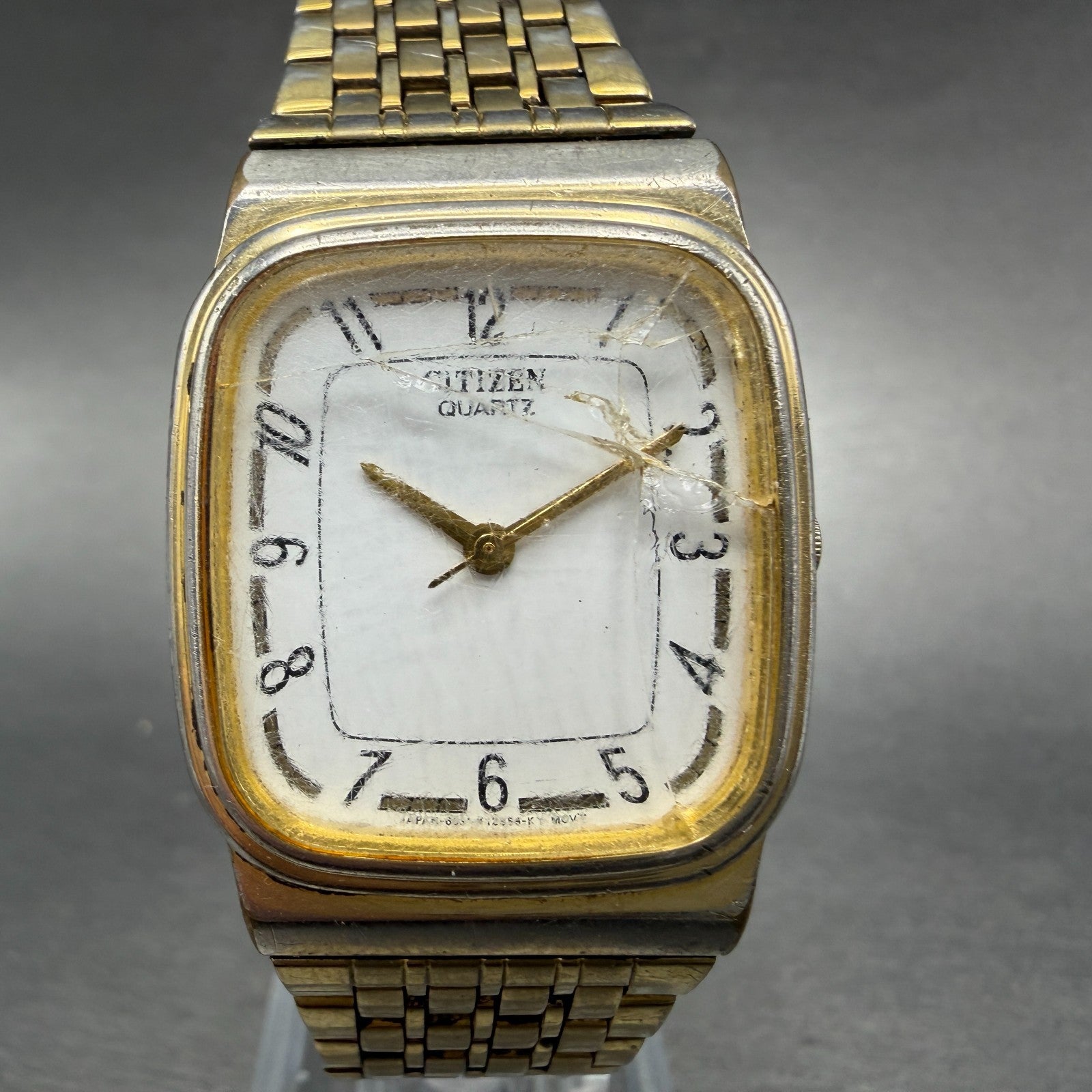 Citizen Tank Watch Unisex 27mm White Dial Gold Tone Rectangle 6031-K03658 PARTS0