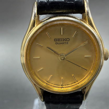Seiko Watch Women 20mm Champagne Dial Gold Tone Round 2Y01-0A19 New Battery VTG41