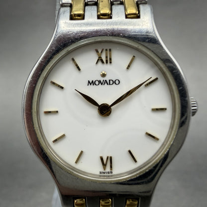 Movado Esperanza Watch Women 23mm White Dial Two Tone Round 84-25-811 New Batt1