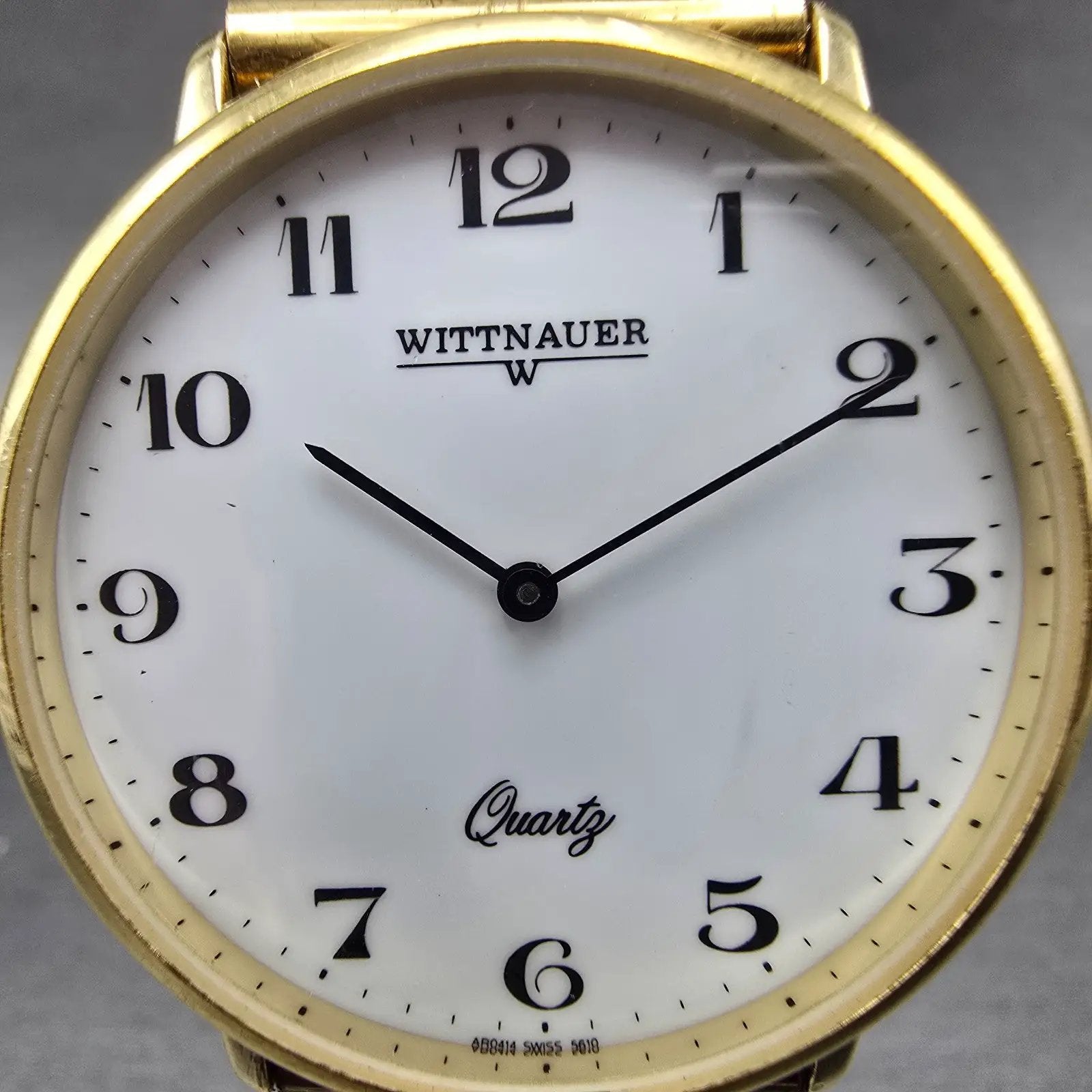 Wittnauer Watch Men 33mm White Dial Gold Tone Round New Battery Vintage1