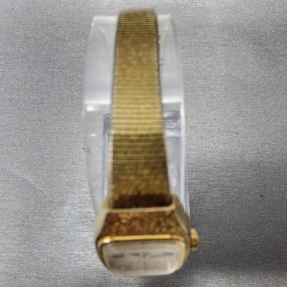 VTG Citizen Seven Watch Women 16mm Champagne Dial Gold Tone Rectangle New Batt