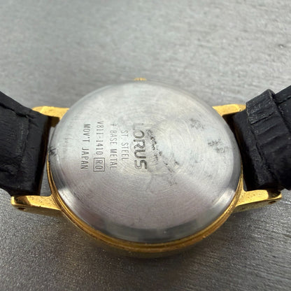 Seiko Lorus Mickey Watch Women 26mm Silver Dial Gold Tone V811-1410 New Battery9