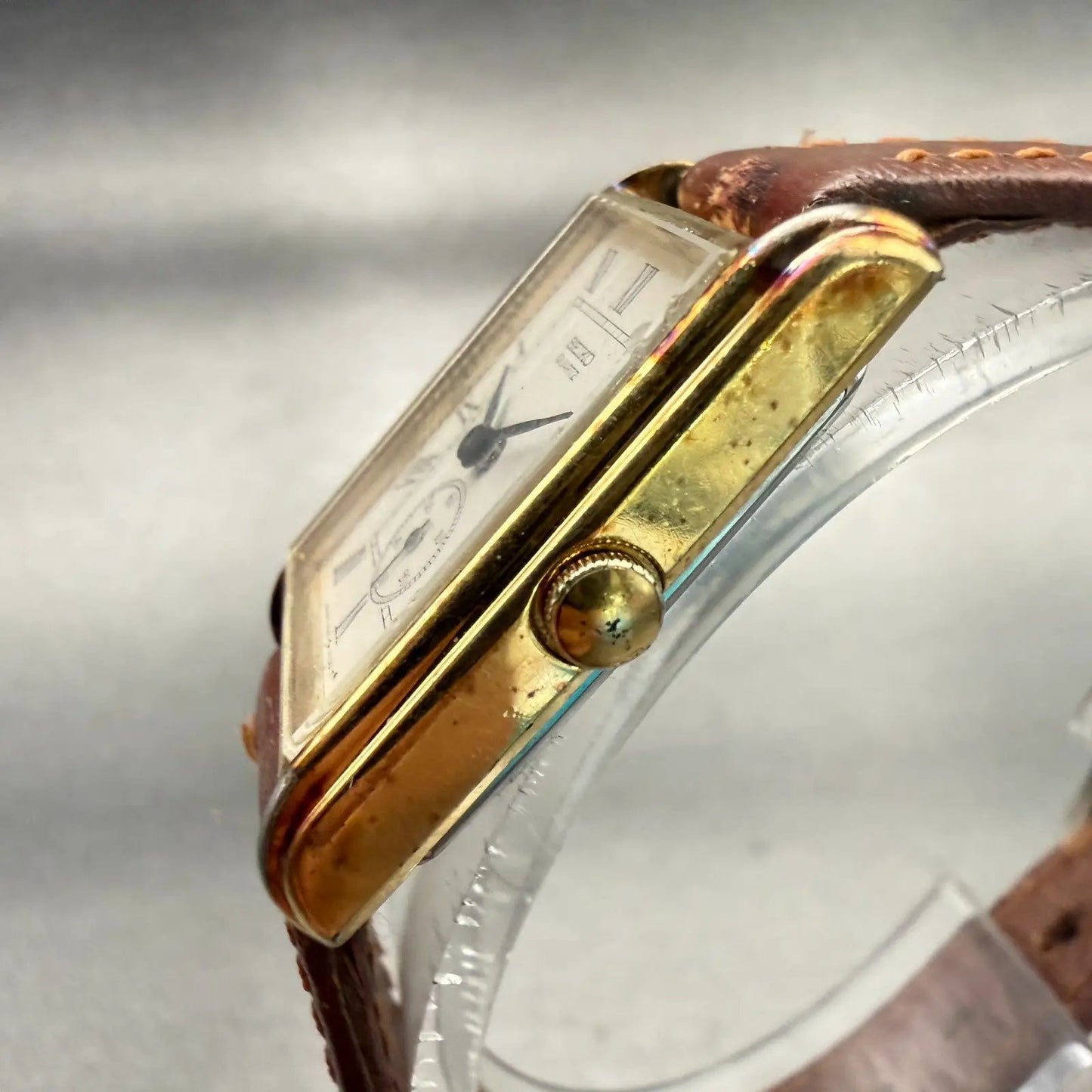 Seiko Watch Women 20mm White Dial Gold Tone Rectangle 1428-5020 New Battery VTG2