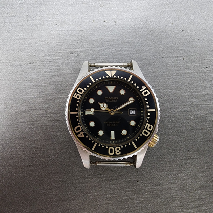 Casio Dive Watch Women 32mm Black Dial Two Tone Date Round LD700 New Battery0