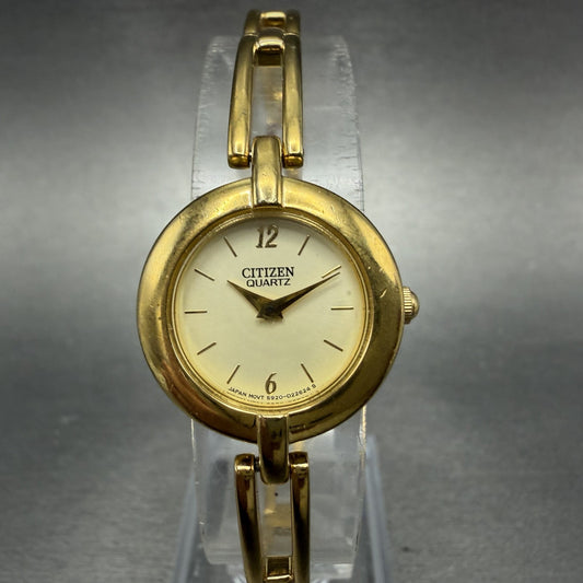 Citizen Watch Women 20mm Champagne Dial Gold Tone Round 5920-S99183 New Battery0