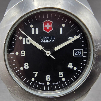 Victorinox Swiss Army Peak Watch Men 38mm Black Dial Steel 24968 Date PARTS VTG2