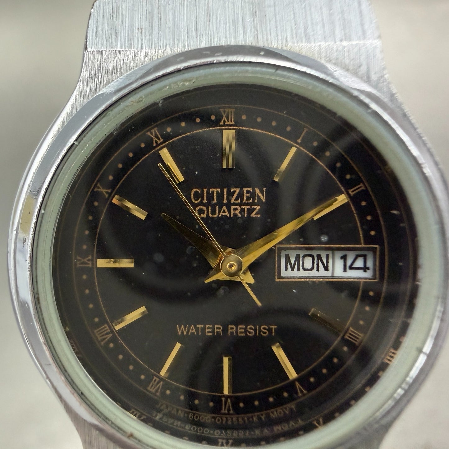 Citizen CQ Watch Women 25mm Black Dial Silver Tone Daydate 6000-074807 New Batt1