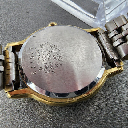 Seiko Watch Women 26mm Cream Dial Gold Tone Round 2A220A10 New Battery9