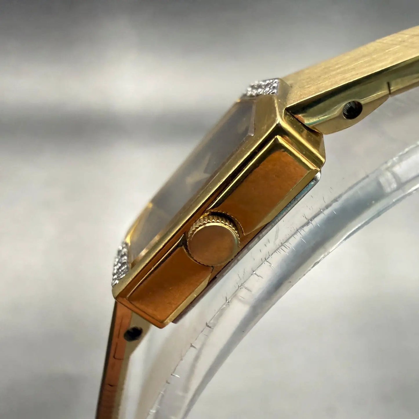 Seiko Watch Women 13mm Brown Dial Gold Tone Rectangle 1850-5039 New Battery VTG2