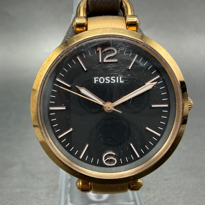 Fossil Georgia Watch Women 32mm Gray Dial Rose Gold Tone ES-3077 New Battery0