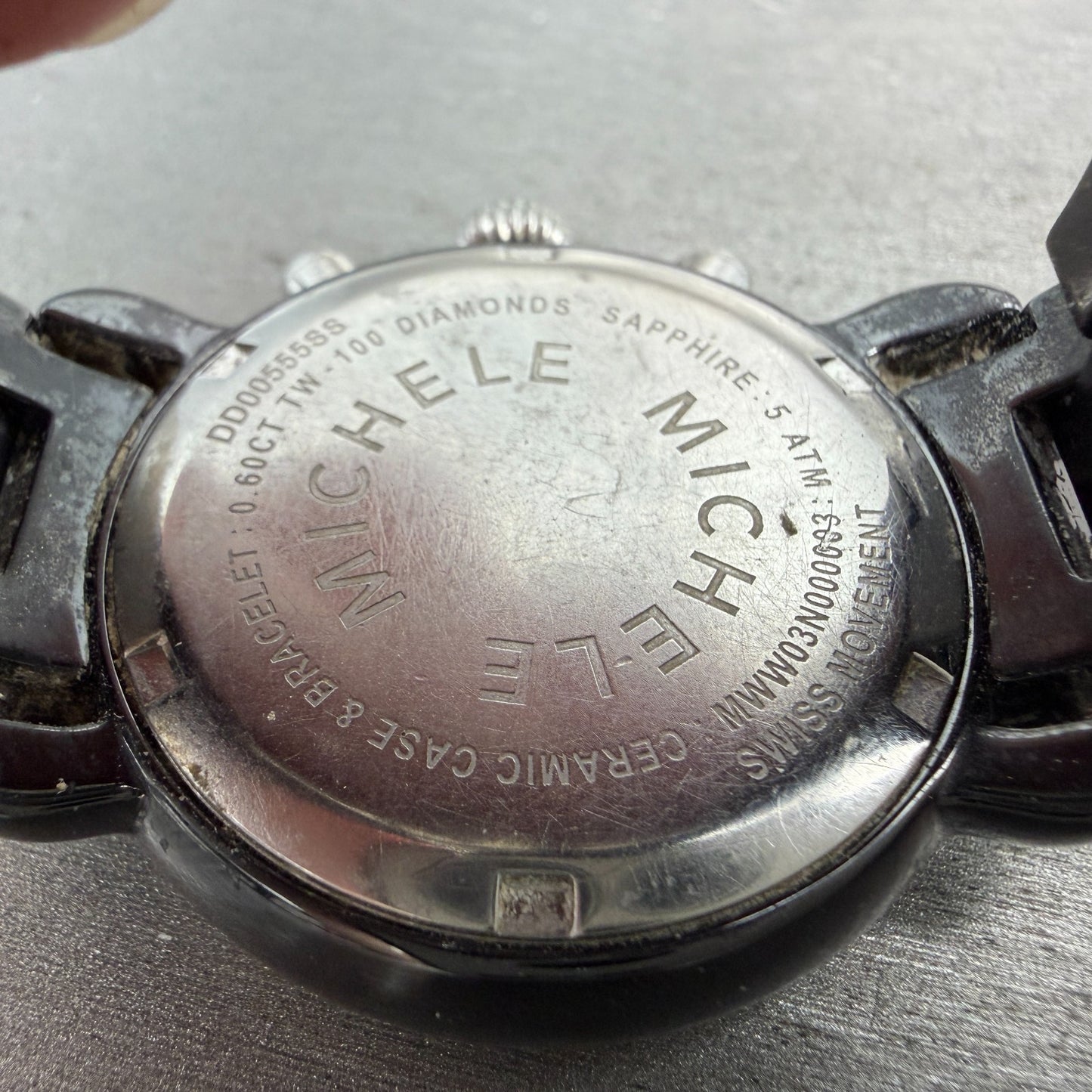 Michele CSX Chronograph Diamond Watch Women 37mm Black Dial Ceramic New batt9