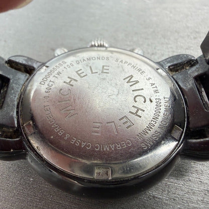 Michele CSX Chronograph Diamond Watch Women 37mm Black Dial Ceramic New batt9