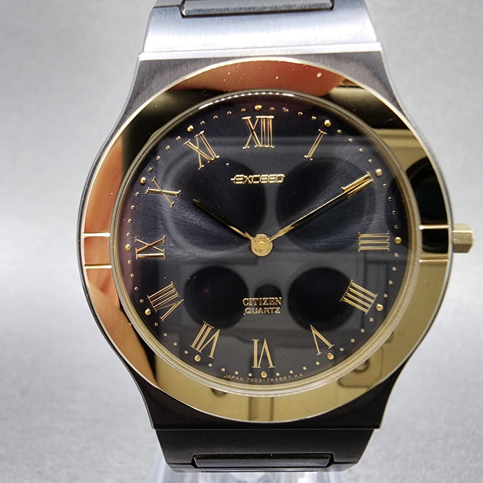 Citizen Exceed Watch Men 32mm Black Dial Two Tone Round 7903781431 New Batt NOS1