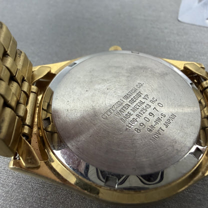 Citizen CQ President Watch Men 36mm Blue Dial Gold Tone Round Daydate New BattAB9