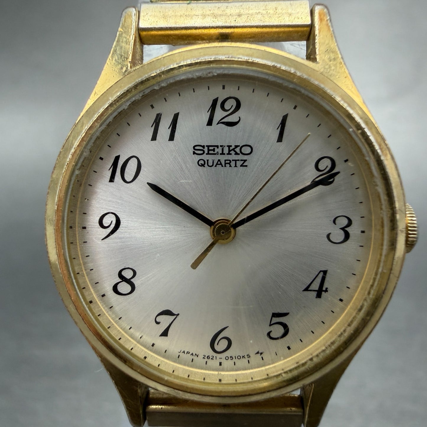 Seiko Watch Women 25mm Silver Dial Gold Tone Round 2621-0130 New Battery Vintage1