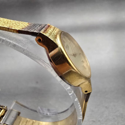 Seiko Watch Women 20mm Gold Dial Gold Tone Oval 1421-5710 New Battery Vintage3