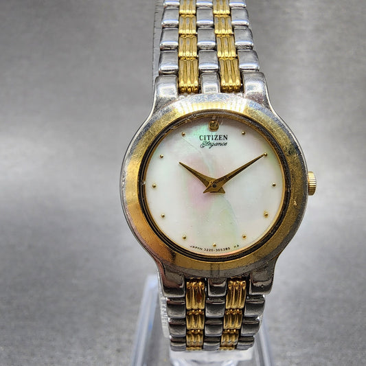 Citizen Elegance Watch Women 23mm MOP Dial Two Tone Round 3220325303 NewBattery0