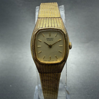 Seiko Watch Women 16mm Champagne Dial Gold Tone Rectangle 2C20-5560 New Battery0