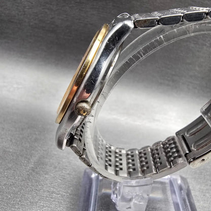 Seiko Watch Men 36mm White Dial Two Tone Daydate Round 7N43-7B19 New Battery JT2