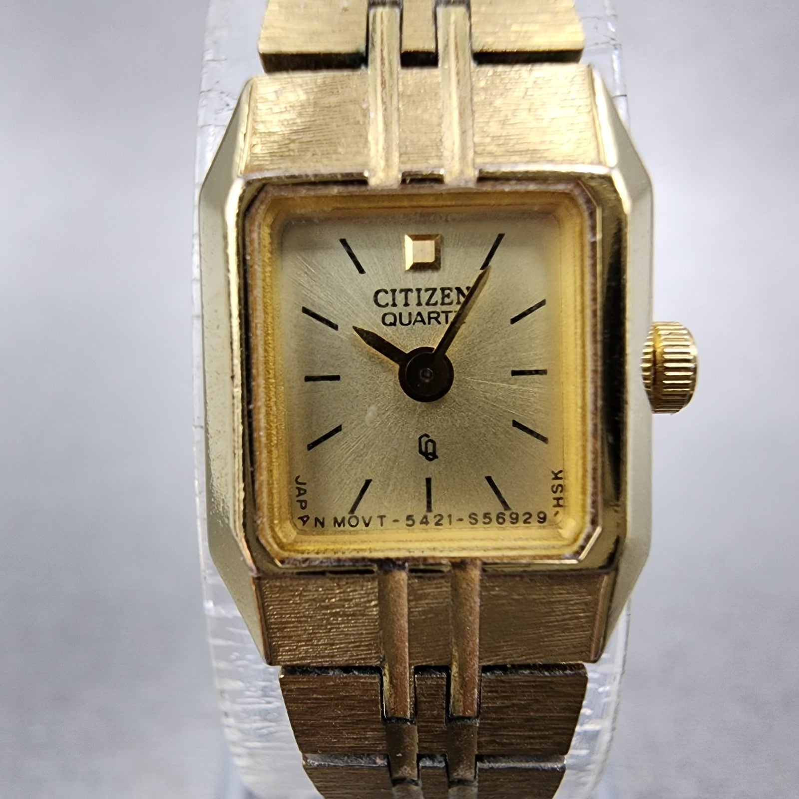 Citizen CQ Tank Watch Women 13mm Champagne Dial Gold Tone Octagon New Battery1