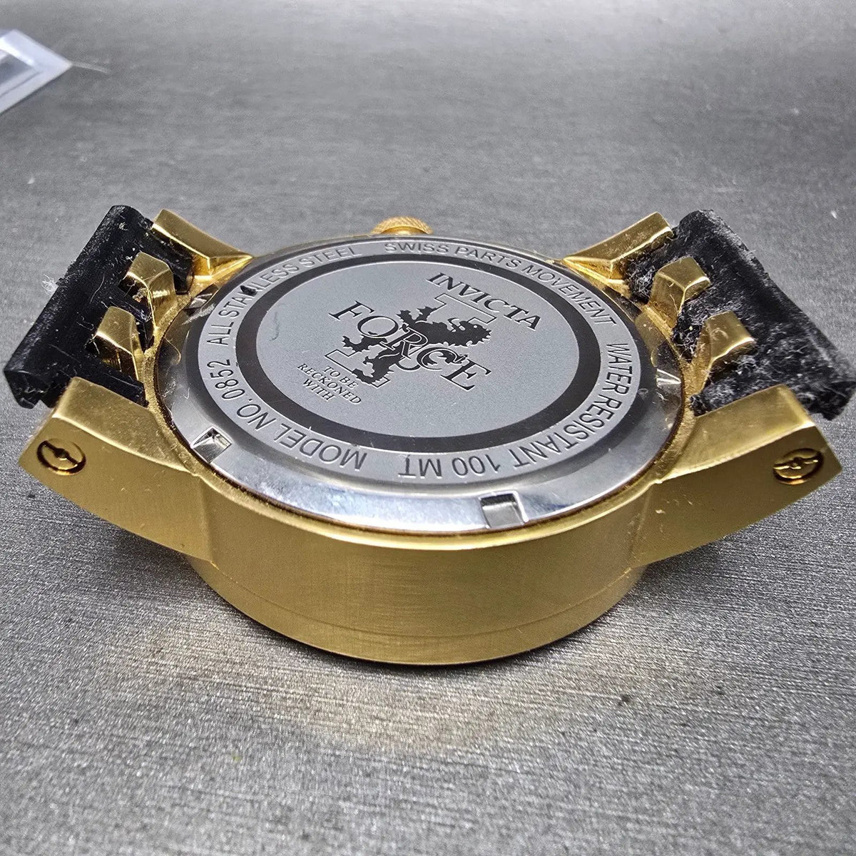 Invicta I Force Watch Men 46mm Black Dial Gold Tone Date Round 0852 New Batt11