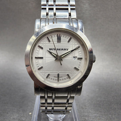 Burberry Watch Women 28mm Silver Dial Silver Tone Date Round Bu1351 PARTS0