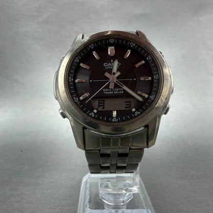 Casio Lineage Watch Men 41mm Gray Dial Titanium Ana Digi Alarm Chrono Works AVS5