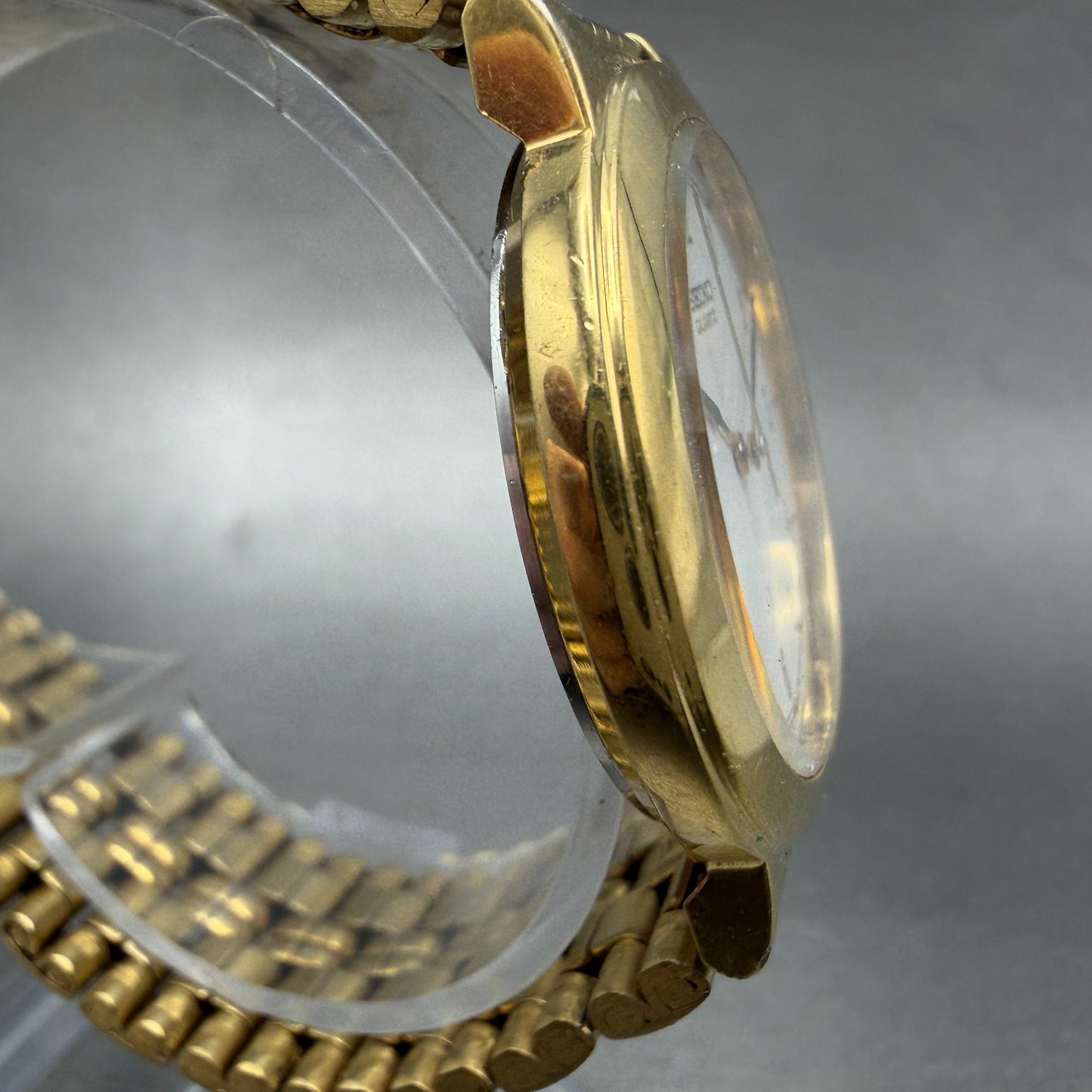 Seiko SX Watch Men 34mm White Dial Gold Tone Round V701-1K00 New Battery3