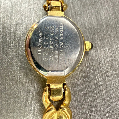 Citizen Elegance Watch Women 16mm Black Dial Gold Tone Oval 3220-326814 New Batt10