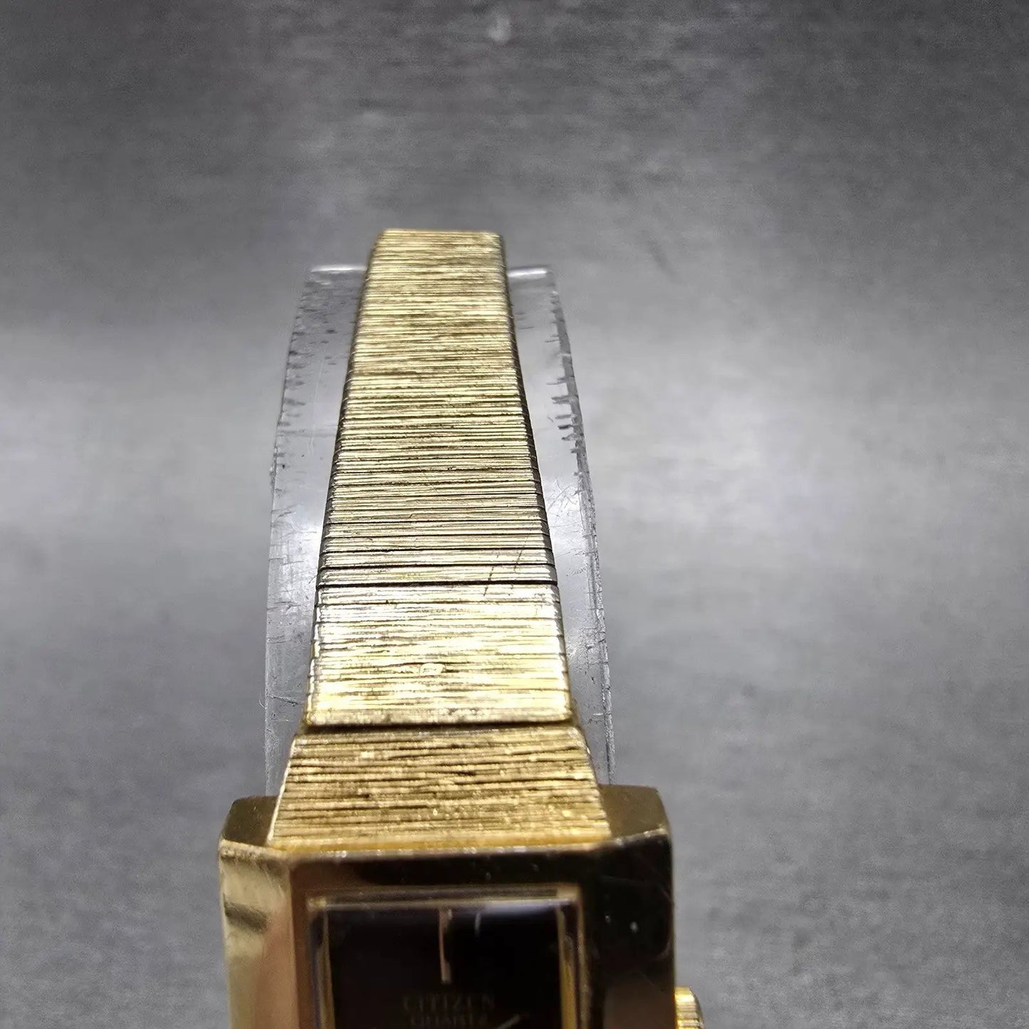 Citizen CQ Tank Watch Women 16mm Brown Dial Gold Tone 4-832931 New Battery VTG4