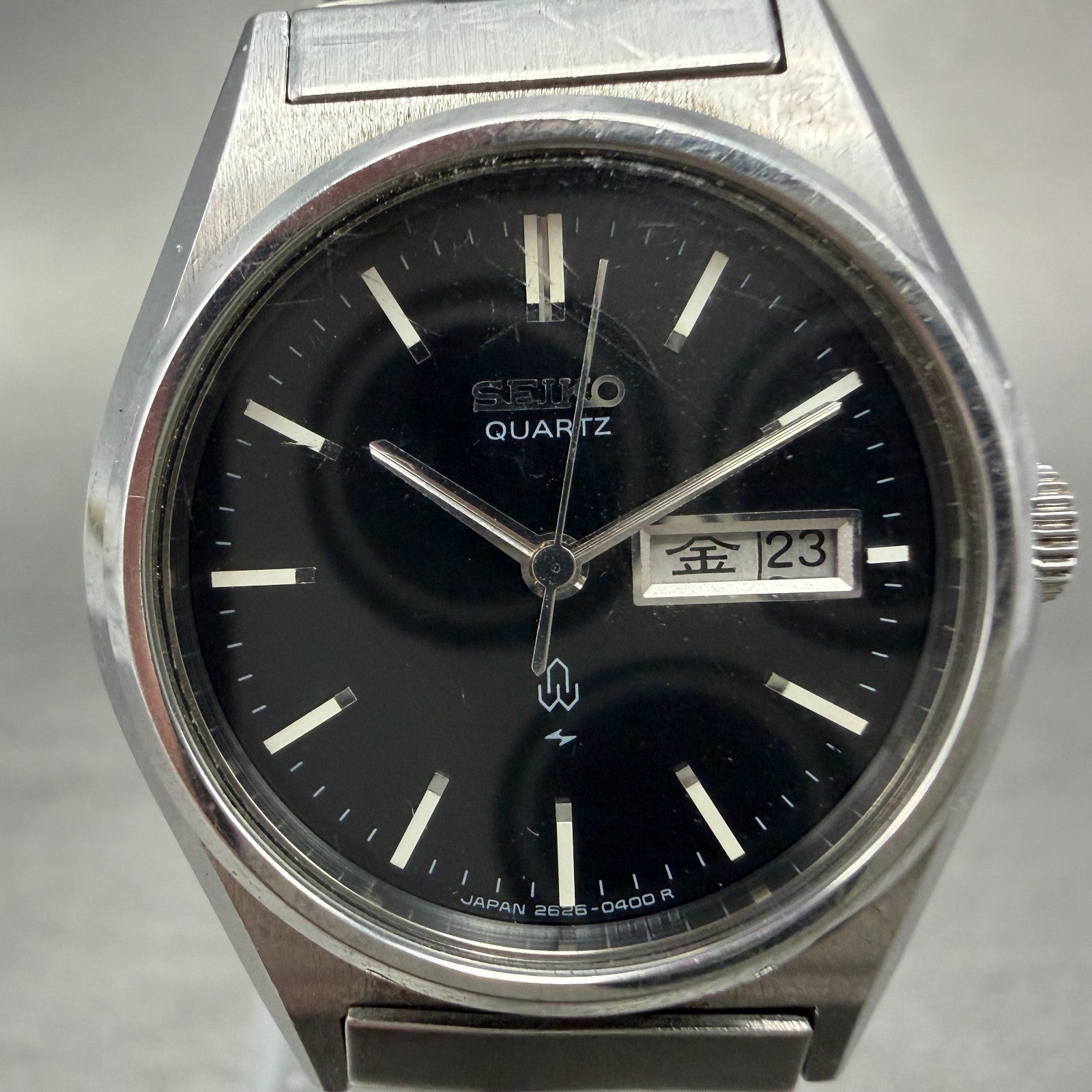 Seiko Watch Women 26mm Black Dial Silver Tone Daydate 2626-0050 New Battery1