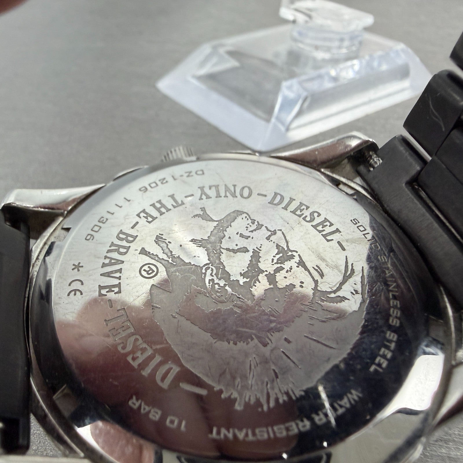 Diesel Watch Men 45mm Black Dial Steel Date Round DZ1206 New Battery9