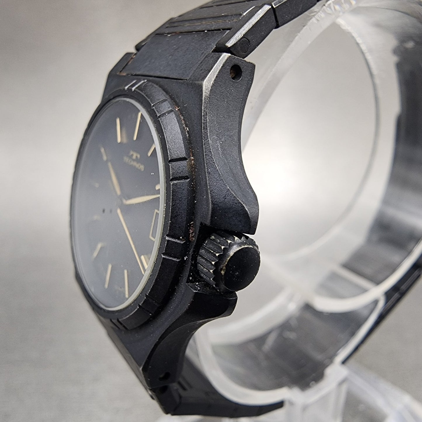 Technos Watch Women 26mm Black Dial Black Tone Date Round 1043 New Battery2