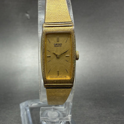 Seiko Tank Watch Women 13mm Champagne Dial Gold Tone 1320-6070 New Battery0
