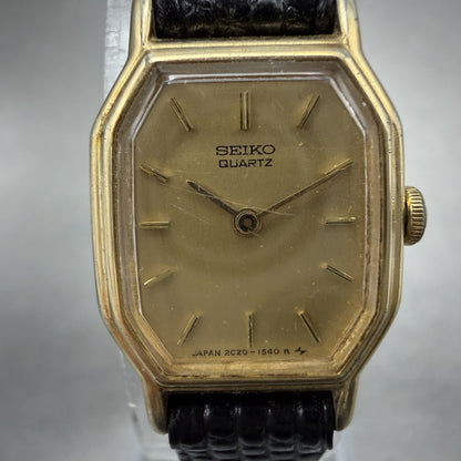 Seiko Watch Women 16mm Champagne Dial Gold Tone Octagon 2c20-5769 New Battery1