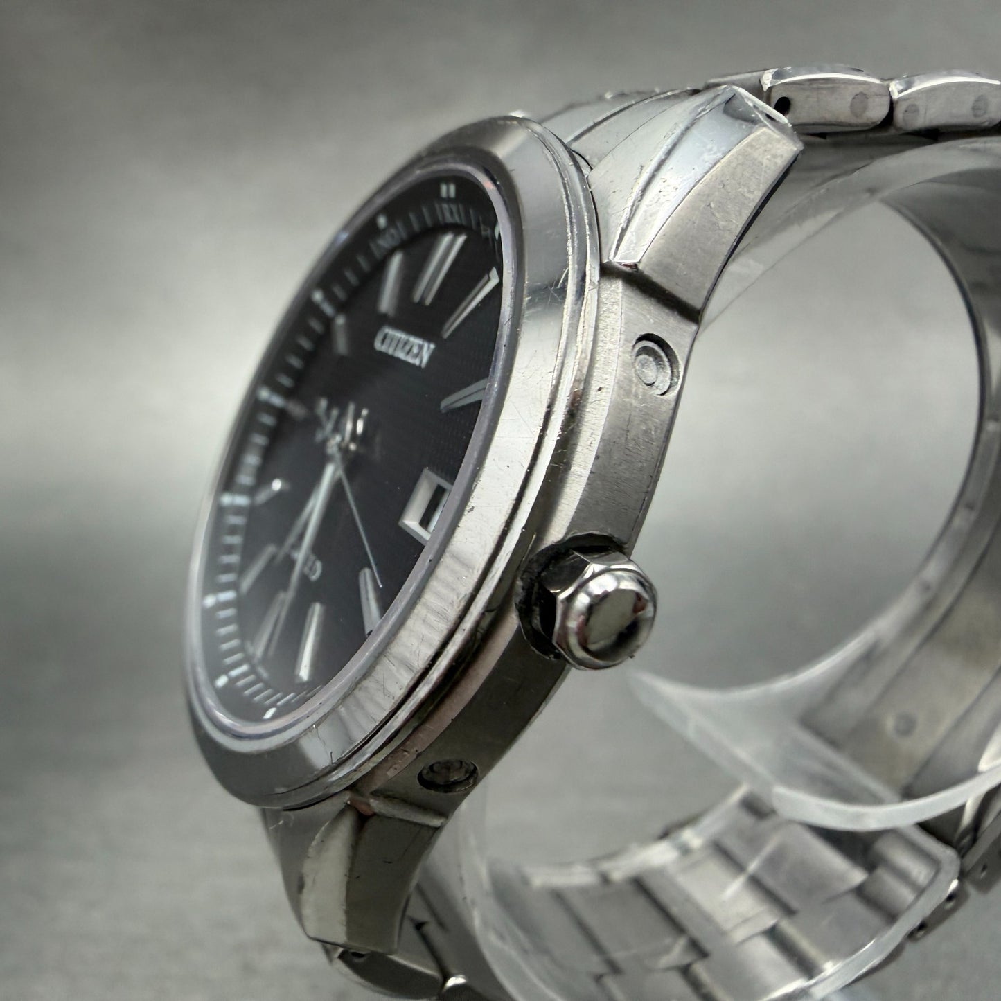 Citizen Eco-Drive Exceed Watch Men 37mm Black Dial Titanium Atomic Date READ!!!!3