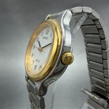 Seiko Spirit Watch Women 25mm Silver Dial Two Tone Round 7N01-6A80 New Battery 42