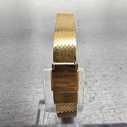 Seiko Lassale Watch Women 12mm Gold Dial Gold Tone Rectangle 2E50-5009 New Batt7