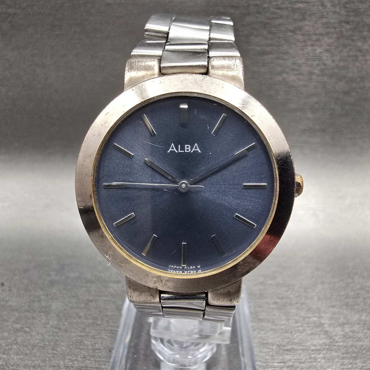 Seiko Alba Watch Men 33mm Blue Dial Silver Round V501-X101 New Battery JDM VTG0