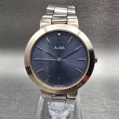 Seiko Alba Watch Men 33mm Blue Dial Silver Round V501-X101 New Battery JDM VTG0