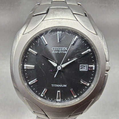 Citizen Eco-Drive Watch Men 39mm Black Dial Titanium Date E111-S049610 Works1