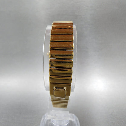 Seiko Halfmoon Watch Women 14mm Gold Dial Gold Tone Asymmetrical New Battery7