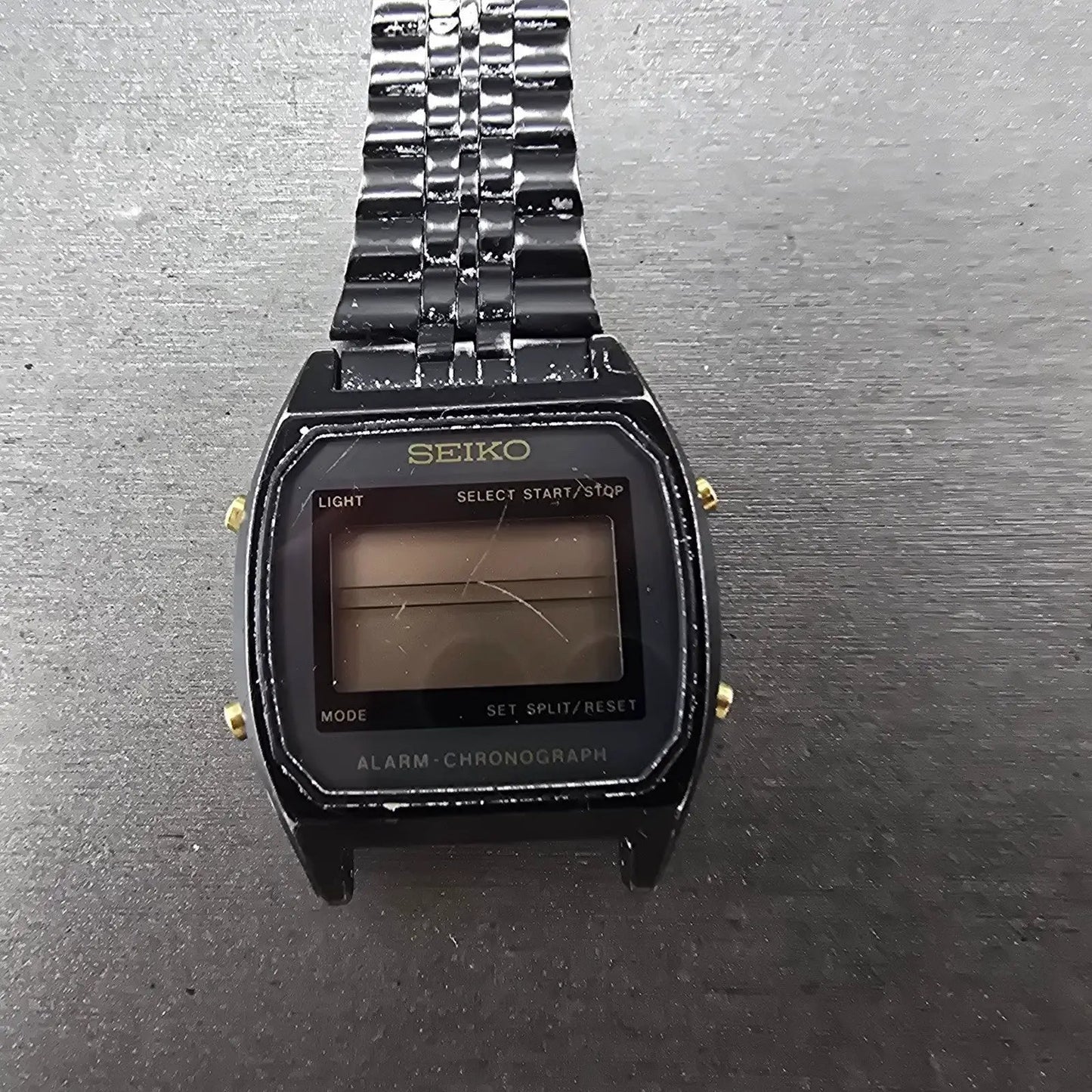 Seiko Digital Watch Men 33mm LCD Black Tone Alarm Chronograph A904-5019 PARTS0