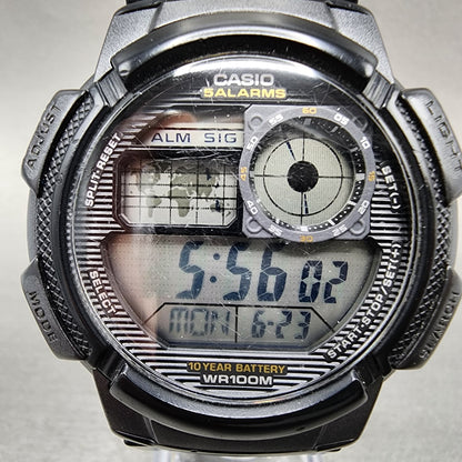 Casio AE1000W World Time Watch Men 43mm Digital Black Tone Alarm Chrono New Bat1