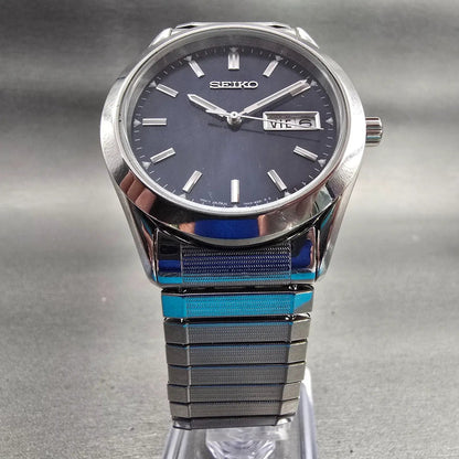 Seiko Watch Men 37mm Blue Dial Silver Tone Daydate Round 7N43-9070 New Battery5