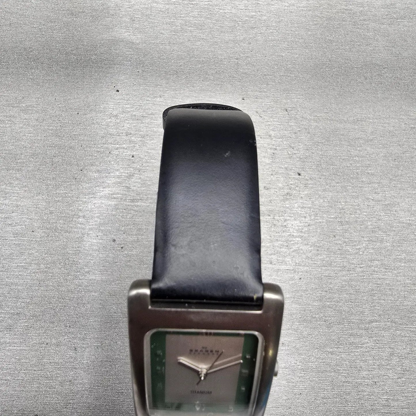 Skagen Watch Men 26mm Silver Green Dial Titanium Rectangle 177LTL New Battery5
