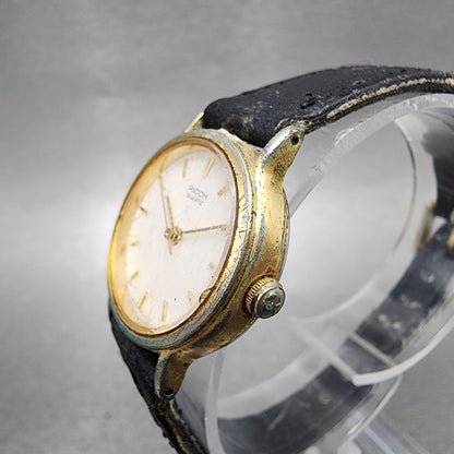 Rioch Watch Women 24mm White Dial Gold Tone Round New Battery Vintage2