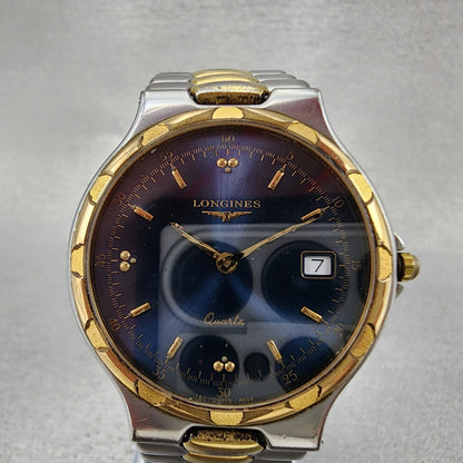Longines Conquest Watch Men 33mm Blue Dial Two Tone Date Round 4020 New Batt1