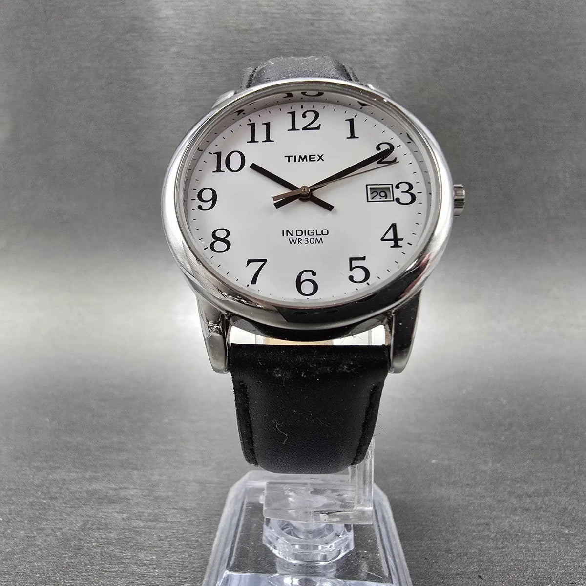 Timex Easy Reader Watch Men 35mm White Dial Silver Round Date New Battery 25