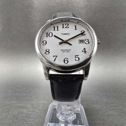 Timex Easy Reader Watch Men 35mm White Dial Silver Round Date New Battery 25
